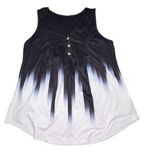 Unbranded Gradient Sleeveless Pleated Tunic TopBlack/White-L-GUC